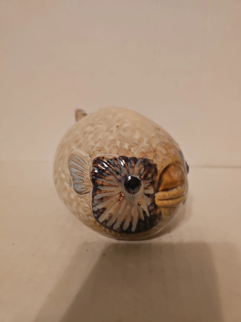 Blow Fish Ceramic Statue Brown & Beige Pier 1 Imports 8'' Long